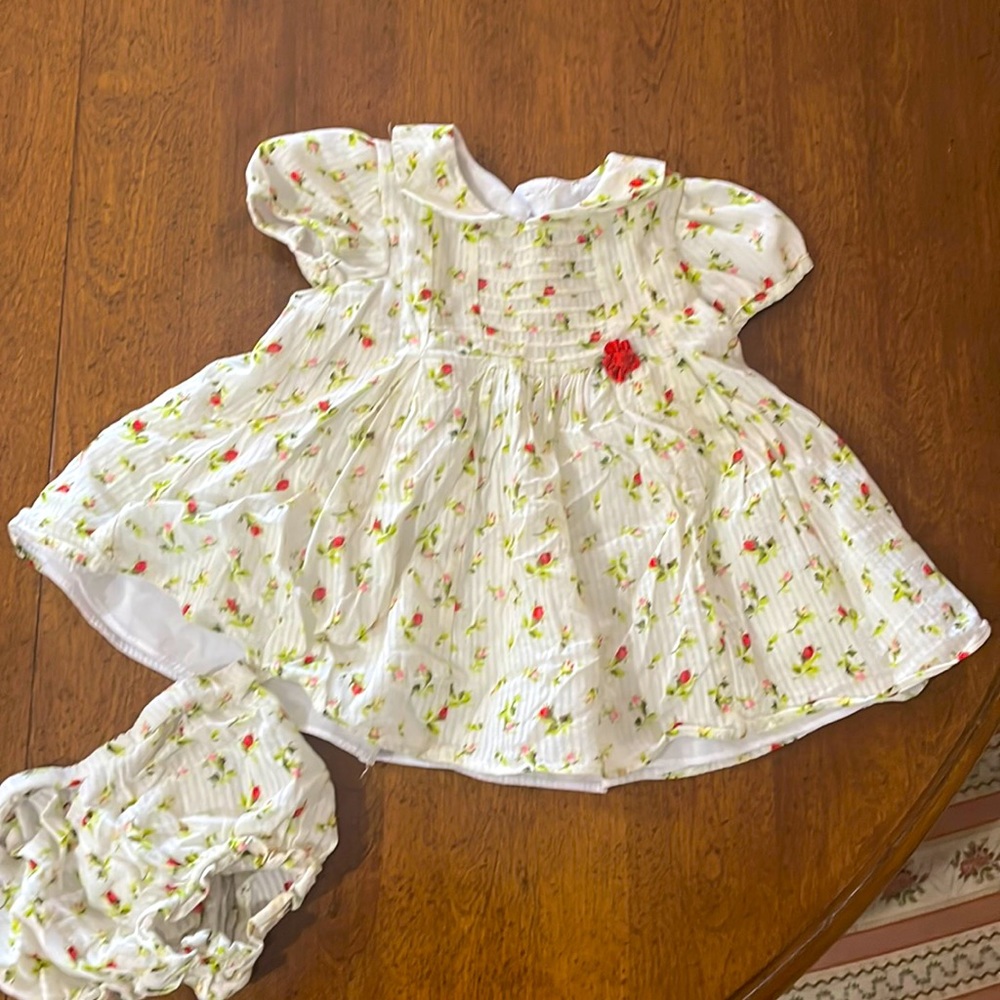 Laura Ashley infant dress with bloomers. Size 0-3 months.